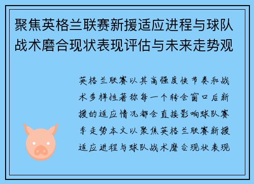 聚焦英格兰联赛新援适应进程与球队战术磨合现状表现评估与未来走势观察